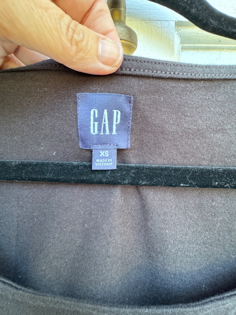Gap Puffed Tie Sleeve Top XS Black 100% Cotton Square Neck Blouse - Picture 8 of 8